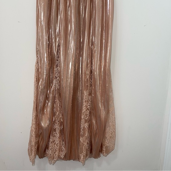 Sabina Musayev Franny Deep-V Satin A-Line Rose Gold midi Dress - Picture 10 of 11